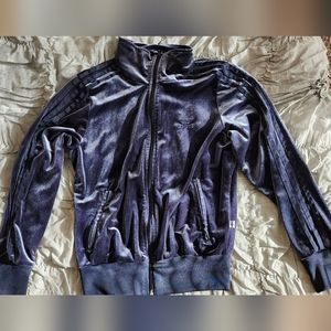 Navy Blue Suede Adidas Track Top